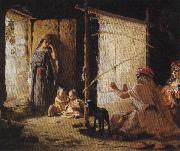 Women in Biskra Weaving a Burnoose Frederick Arthur Bridgman